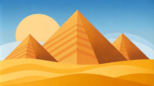 3 Pyramids of Egypt grain illustration style