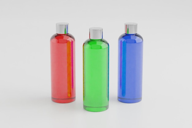 3 Water Bottle set 3D rendered image