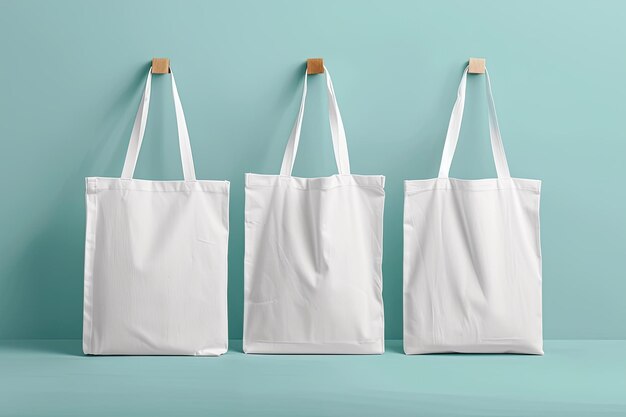 Photo 3 white tote bag for product mockup