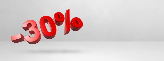 30 off discount offer 3D illustration isolated on white Horizontal banner