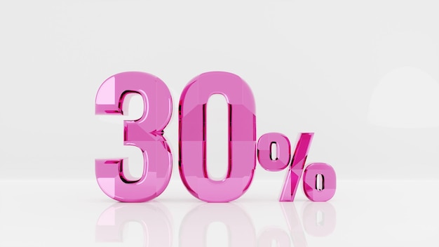 30 percent discount symbol with pink color isolated on white background 3d render