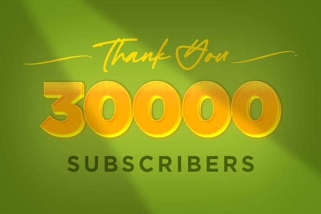 30000 subscribers celebration greeting banner with Yellow design