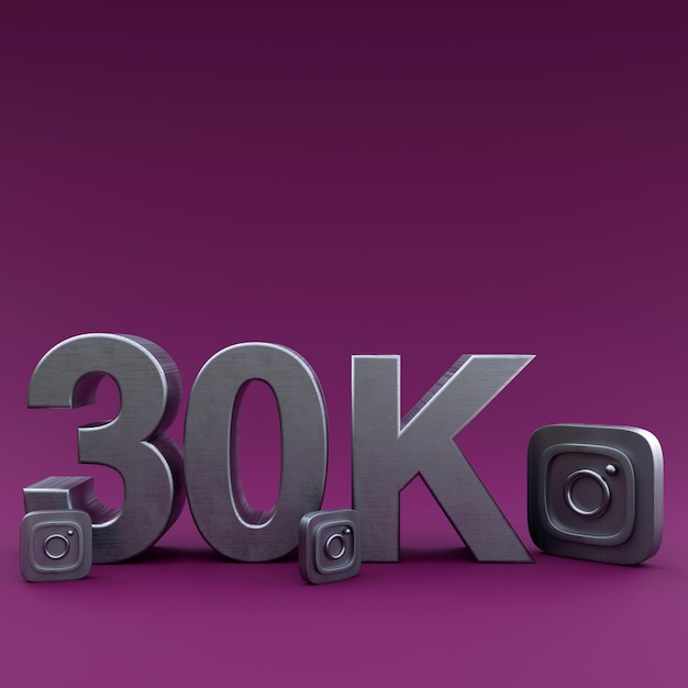 30k Instagram followers illustration 3D Render social media design