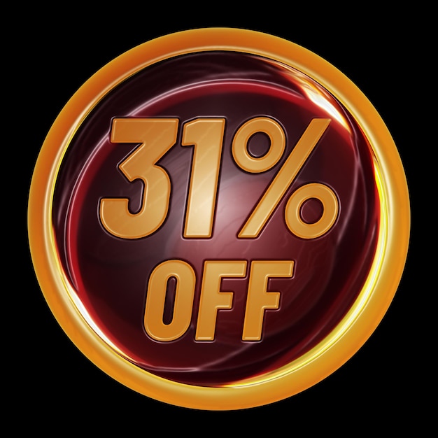 31 percent off on round sign for discount promotion offer and sale concept