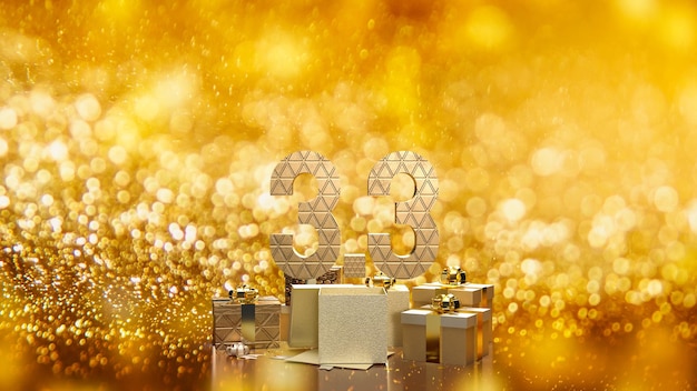 The 33 and gold gift box on bokeh for marketing or sale promotion 3d rendering