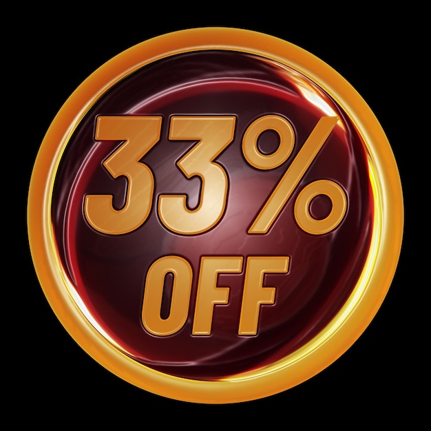 33 percent off on round sign for discount promotion offer and sale concept