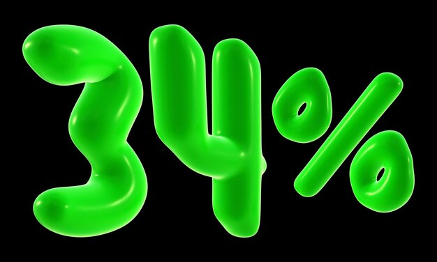 34 percent with green color for sale discount promotion and business concept