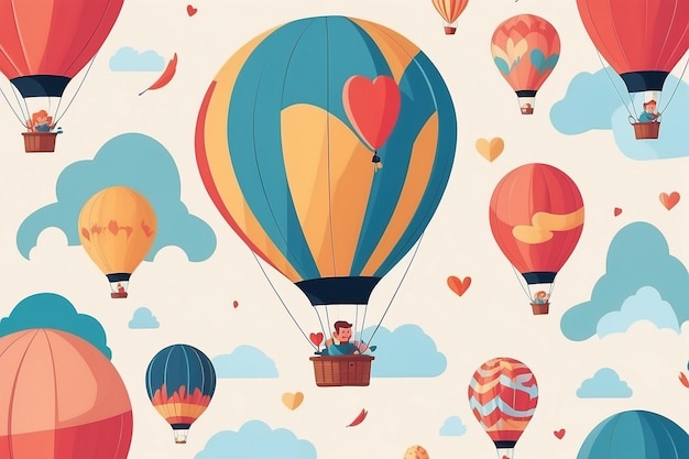 35 Create an image of a character floating on a selflove hot air balloon