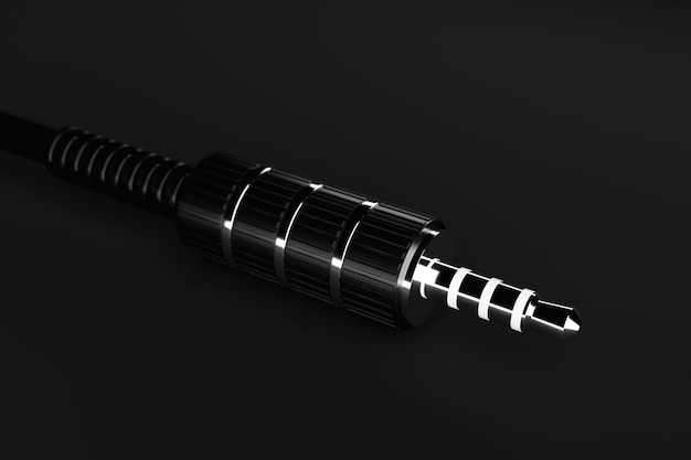 35 mm audio mini jack plug isolated on a black background 3d illustration