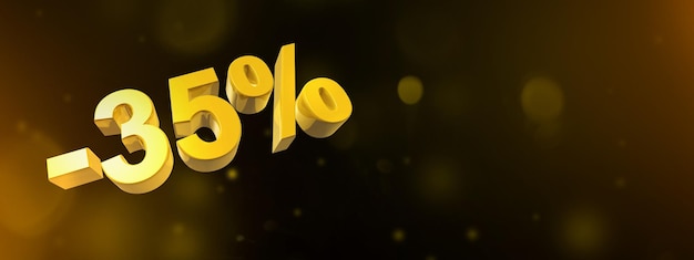 35 off discount offer 3D illustration isolated on black Horizontal banner