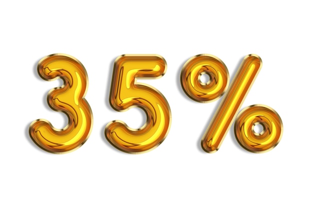 35 off discount promotion sale made of realistic 3d gold helium balloons Illustration of golden percent symbol for selling poster banner ads shopping concept Numbers isolated on white background