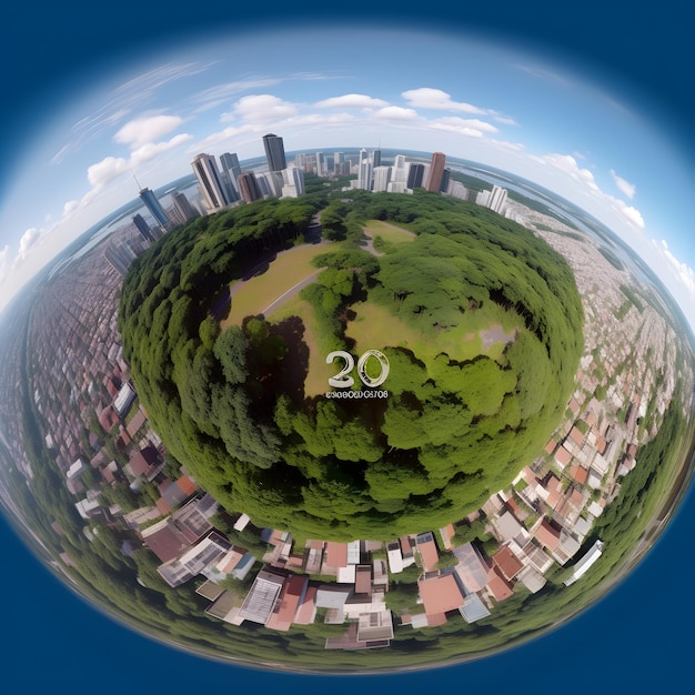 Photo 360 degree spherical panorama 360 degrees angle view of the city and parks around it