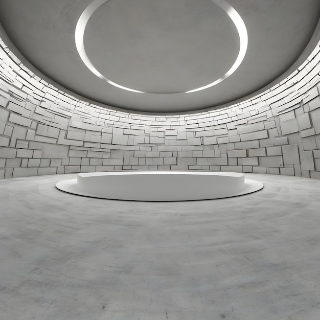 360 degree spherical seamless vr panorama Abstract empty white interior with three stands installat