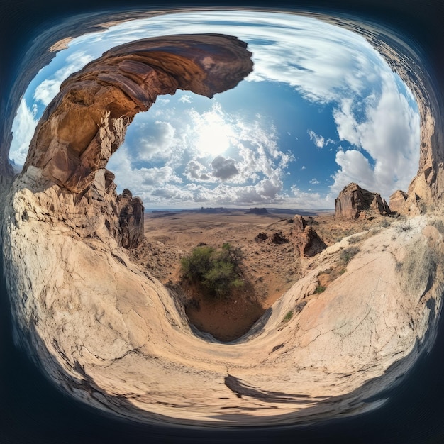 Photo 360 panoramic desert plateau endless sky rock formations