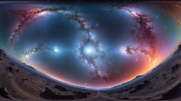 Photo 360degree nebula space panorama in equirectangular projection