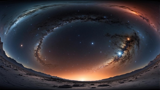 Photo 360degree nebula space panorama in equirectangular projection