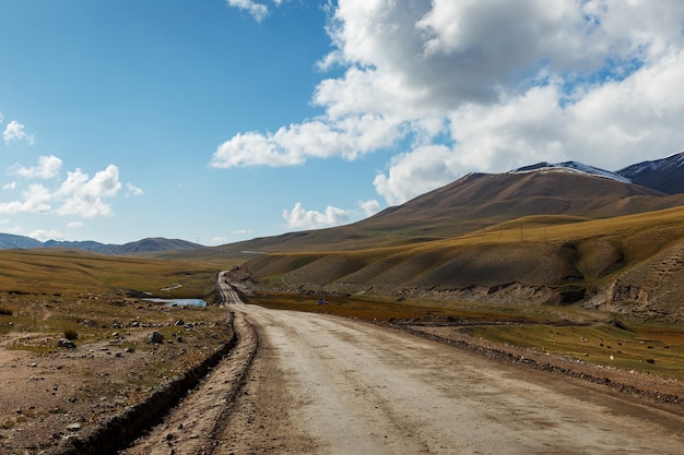 A 367 highway passing in the Naryn region of Kyrgyzstan.