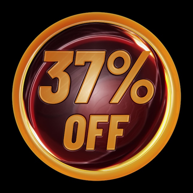 37 percent off on round sign for discount promotion offer and sale concept