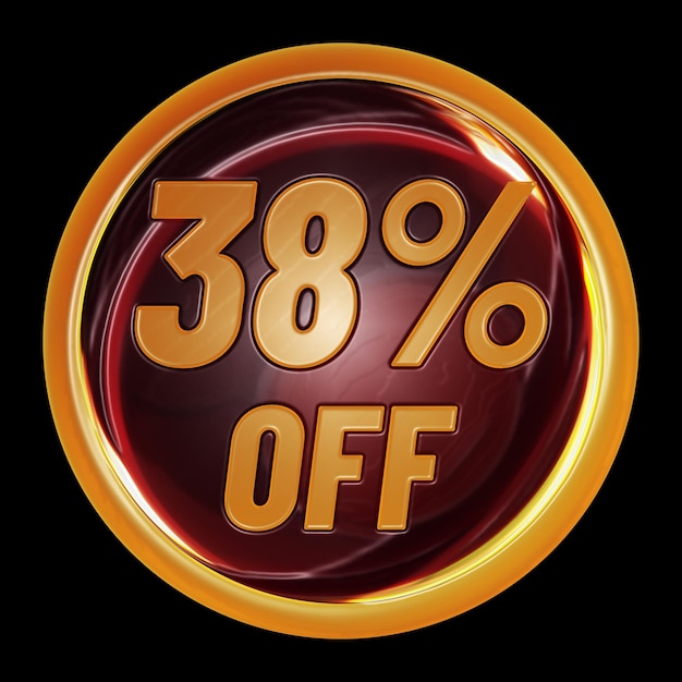 38 percent off on round sign for discount promotion offer and sale concept