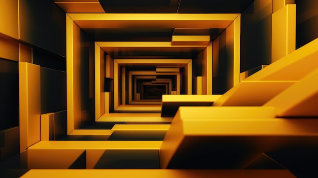 3D Abstract Animation Geometric Yellow Backdrop AI Generated