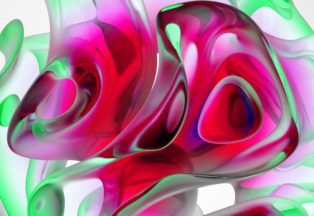 3d abstract art background with part of glass sculpture in organic curve