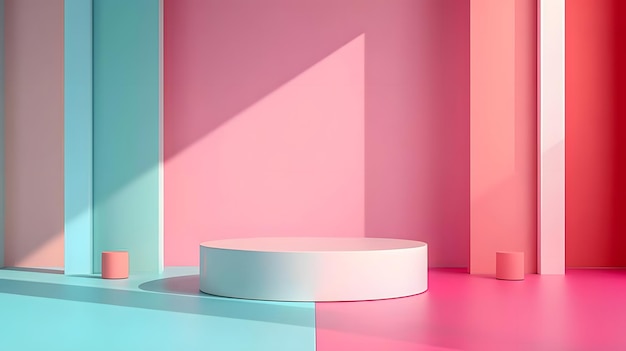 3D abstract background with dynamic colors and a modern podium