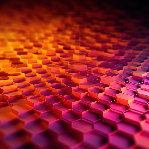 3D Abstract background with hexagons in red color