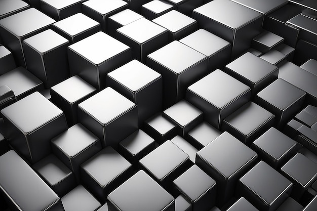 3D abstract background with metal squares full screen