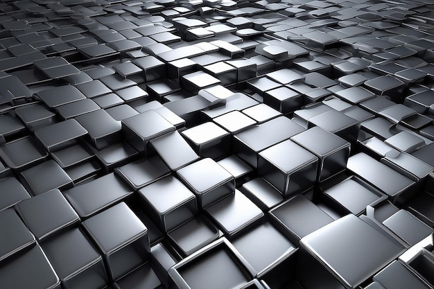 3D abstract background with metal squares full screen