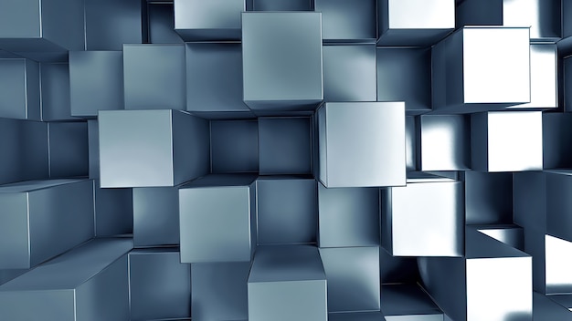 3D abstract background with metal squares full screen