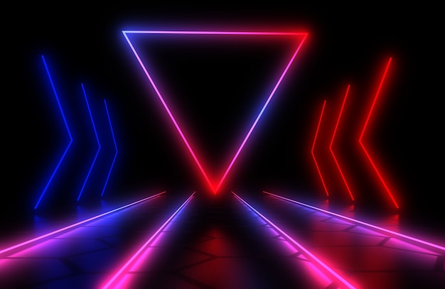 3D abstract background with neon light. 3d illustration