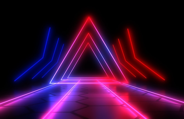 3D abstract background with neon light. 3d illustration