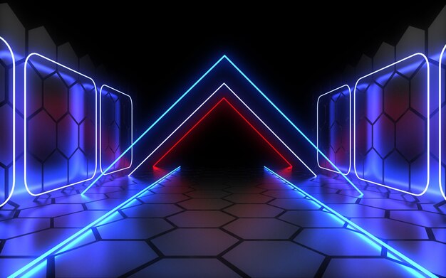 3D abstract background with neon light. 3d illustration