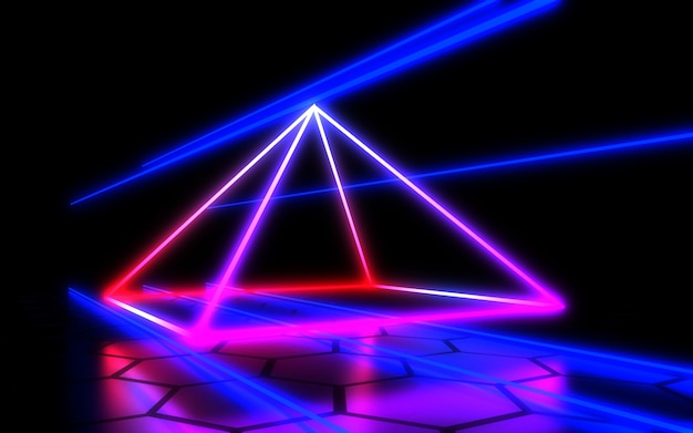 3D abstract background with neon light. 3d illustration