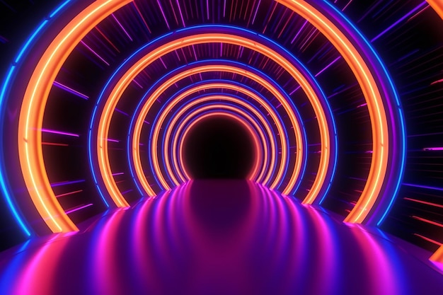 Photo 3d abstract background with neon light