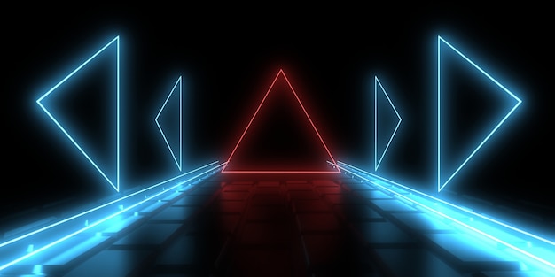 3D abstract background with neon lights. 3d illustration3