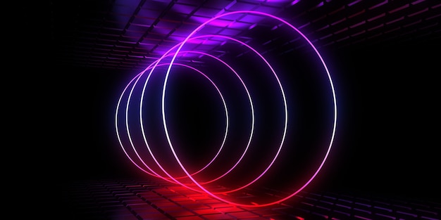 3D abstract background with neon lights. 3d illustration