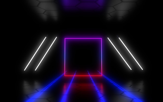 3D abstract background with neon lights . 3d illustration