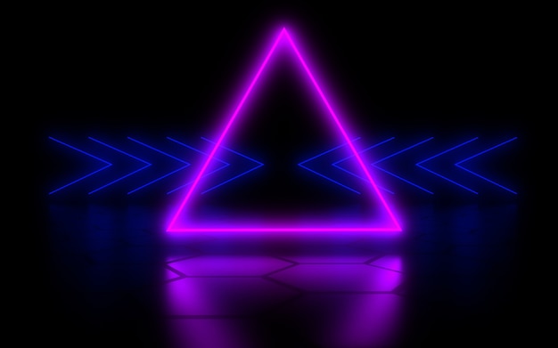 3D abstract background with neon lights . 3d illustration