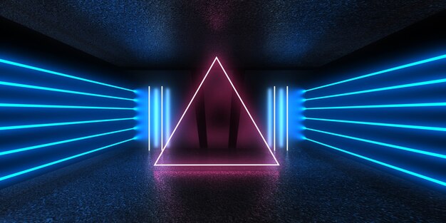 3D abstract background with neon lights. 3d illustration