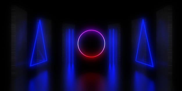 3D abstract background with neon lights. neon tunnel. 3d illustration