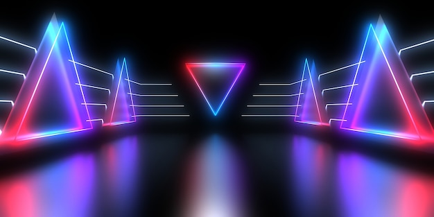 3D abstract background with neon lights. neon tunnel. 3d illustration