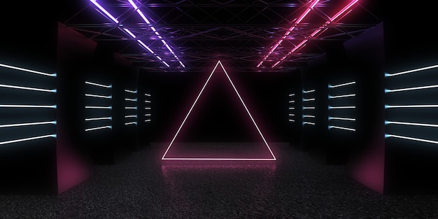 3D abstract background with neon lights. neon tunnel. 3d illustration