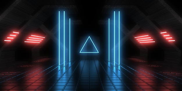 3D abstract background with neon lights. neon tunnel. .space construction . .3d illustration33