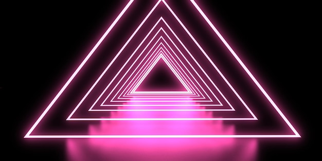 3D abstract background with neon lights. neon tunnel  .space construction . .3d illustration3