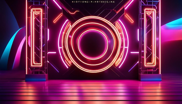 3d abstract background with neon lights