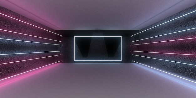 3D abstract background with neon lights