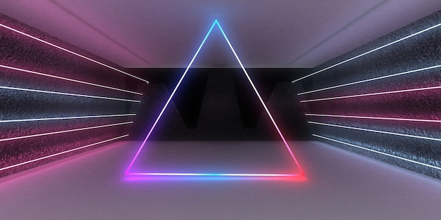 3D abstract background with neon lights