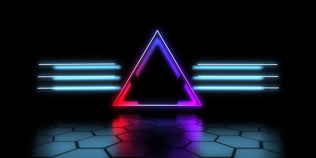 3D abstract background with neon lights