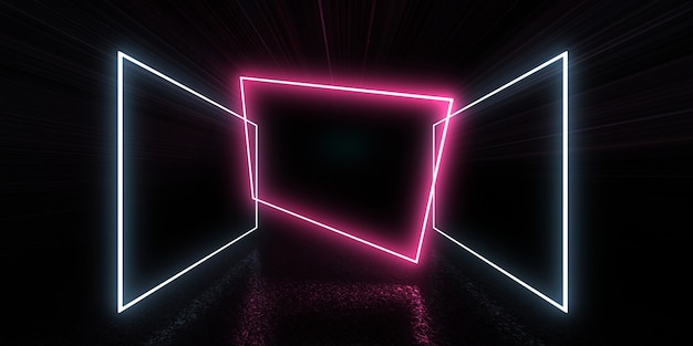 3D abstract background with neon lights